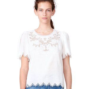 Rebecca Taylor Amora Embroidered  Eyelet Top Blouse